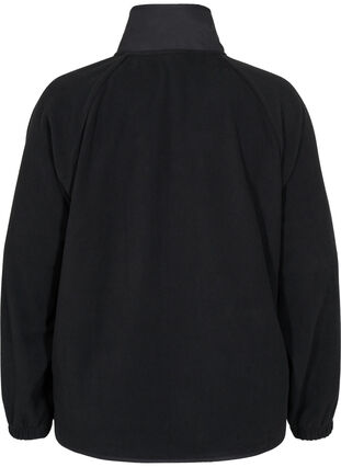Fleecejacka med hög krage och fickor, Black, Packshot image number 1