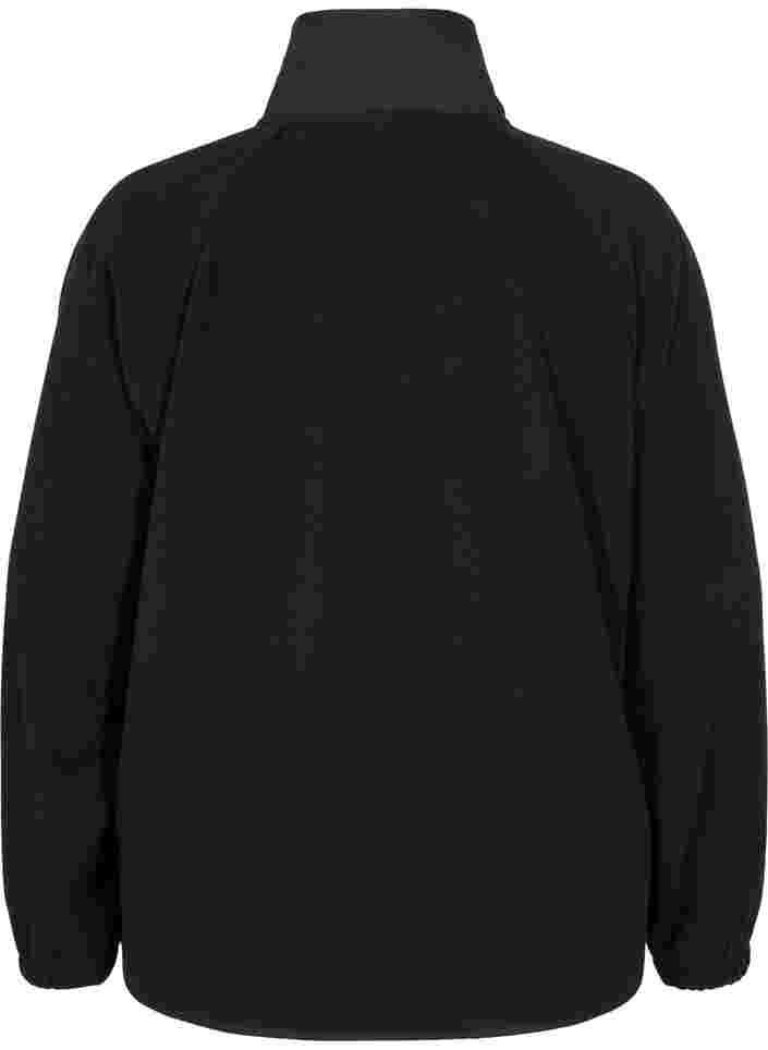 Fleecejacka med hög krage och fickor, Black, Packshot image number 1