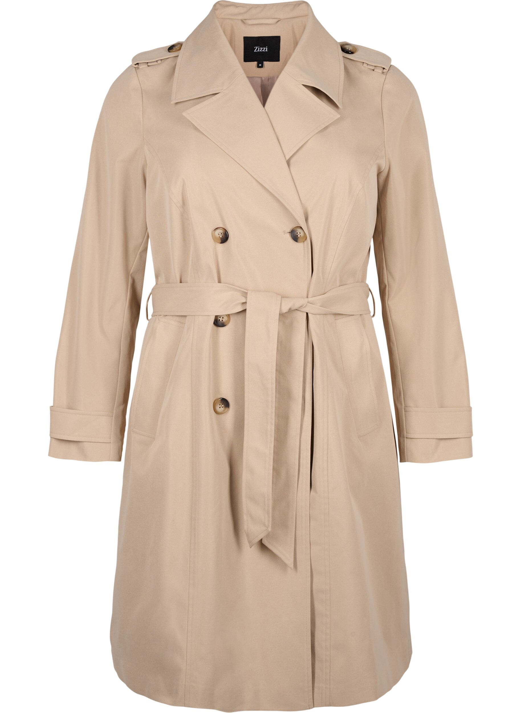 Zizzi Trenchcoat med fickor och sk&auml;rp, Nomad, Packshot image number 0