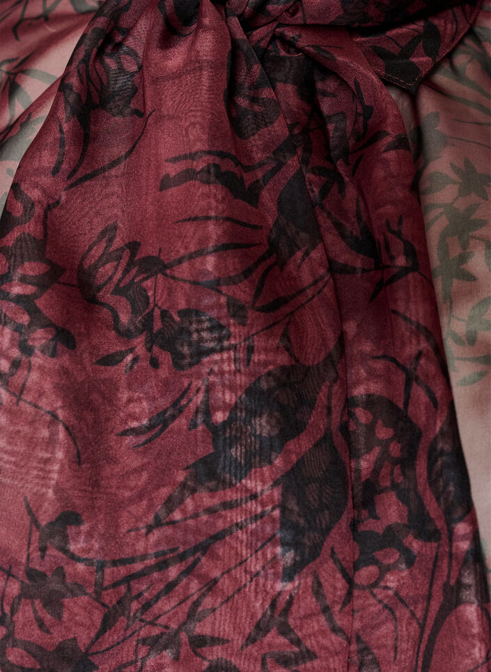 Skir skjortblus med blomm&ouml;nster och knytdetalj, M&ouml;rk Bordeaux, Packshot image number 2