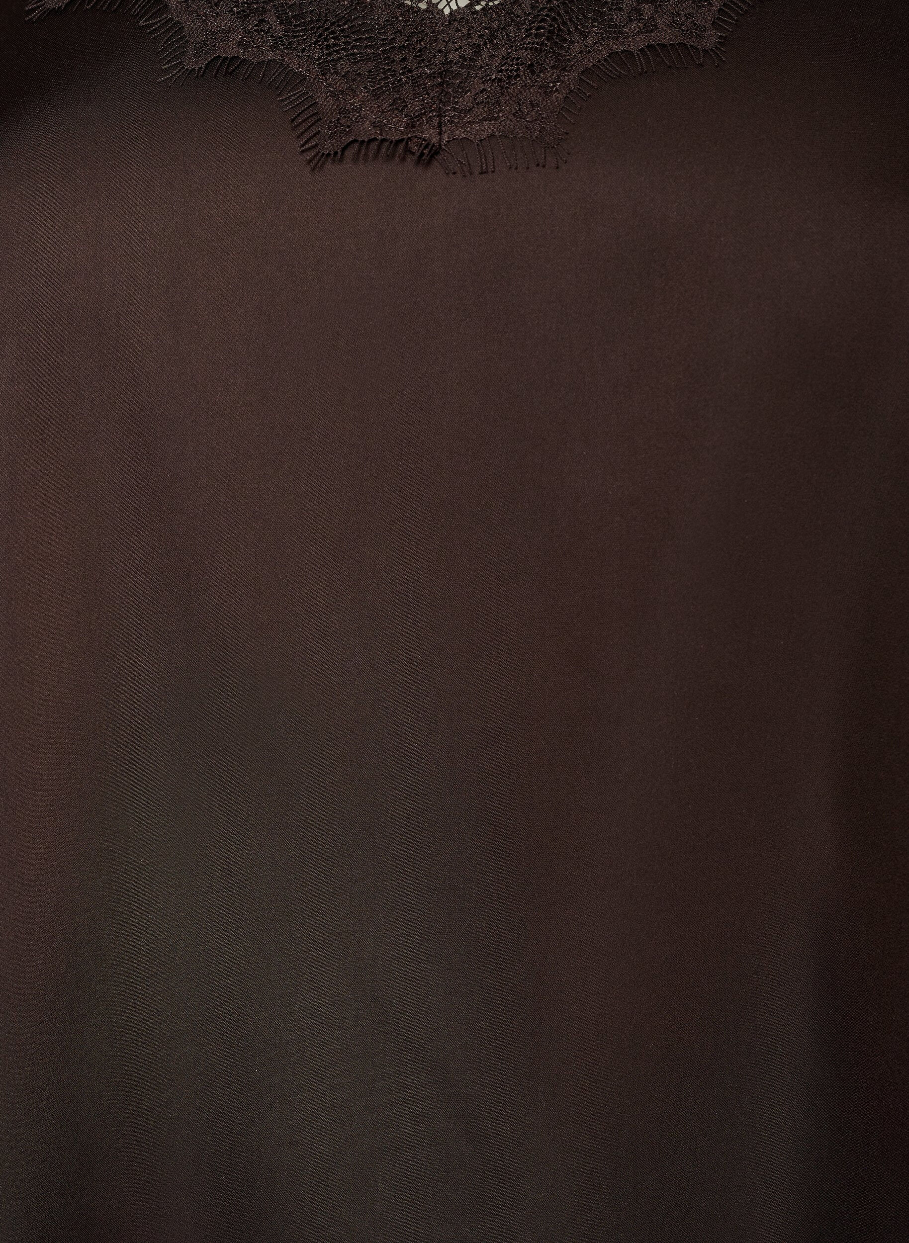 Zizzi Topp i satin med spetskant och asymmetrisk f&aring;ll, Brun, Packshot image number 2