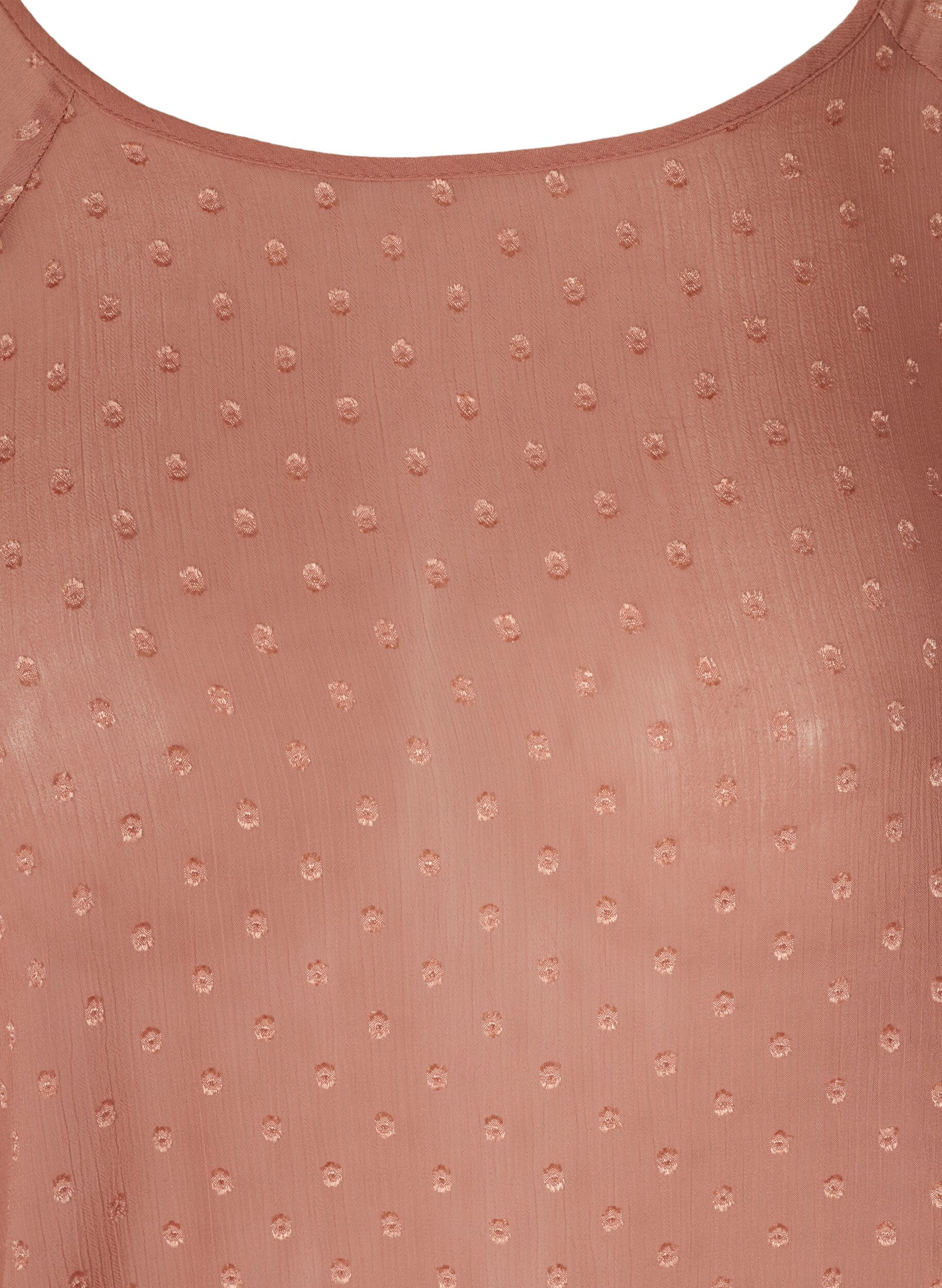 Zizzi L&aring;ng&auml;rmad mesh-blus med smock, Burlwood, Packshot image number 2