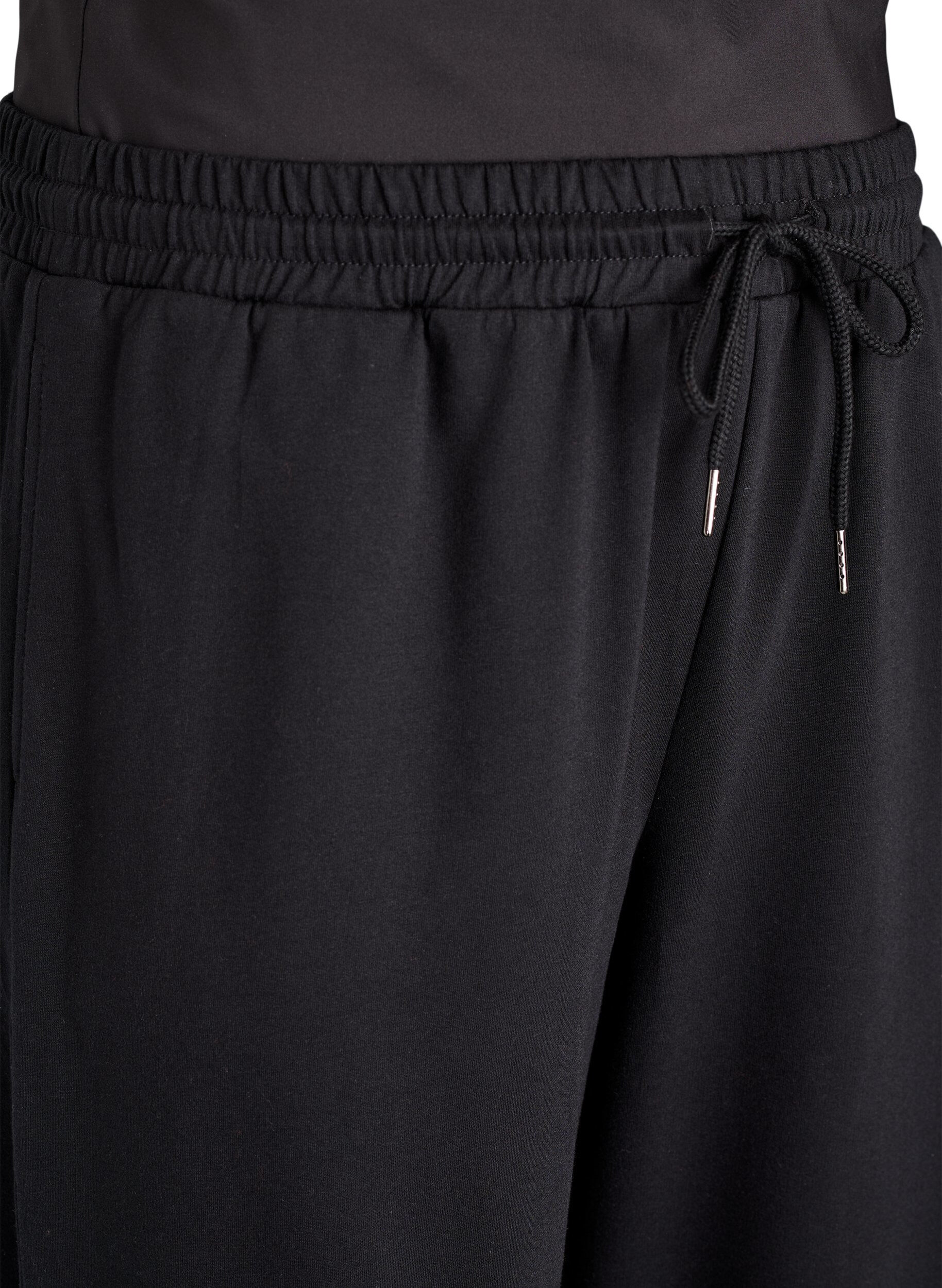 Zizzi Sweatpants med bred midjeres&aring;r, Svart, Packshot image number 2