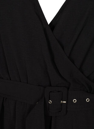 Kortärmad klänning med bälte, Black, Packshot image number 2