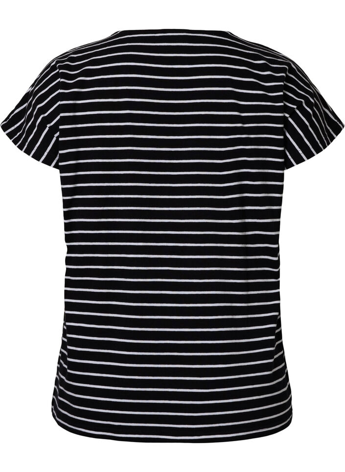 T-shirt i bomull med ränder, Black W. Stripe, Packshot image number 1