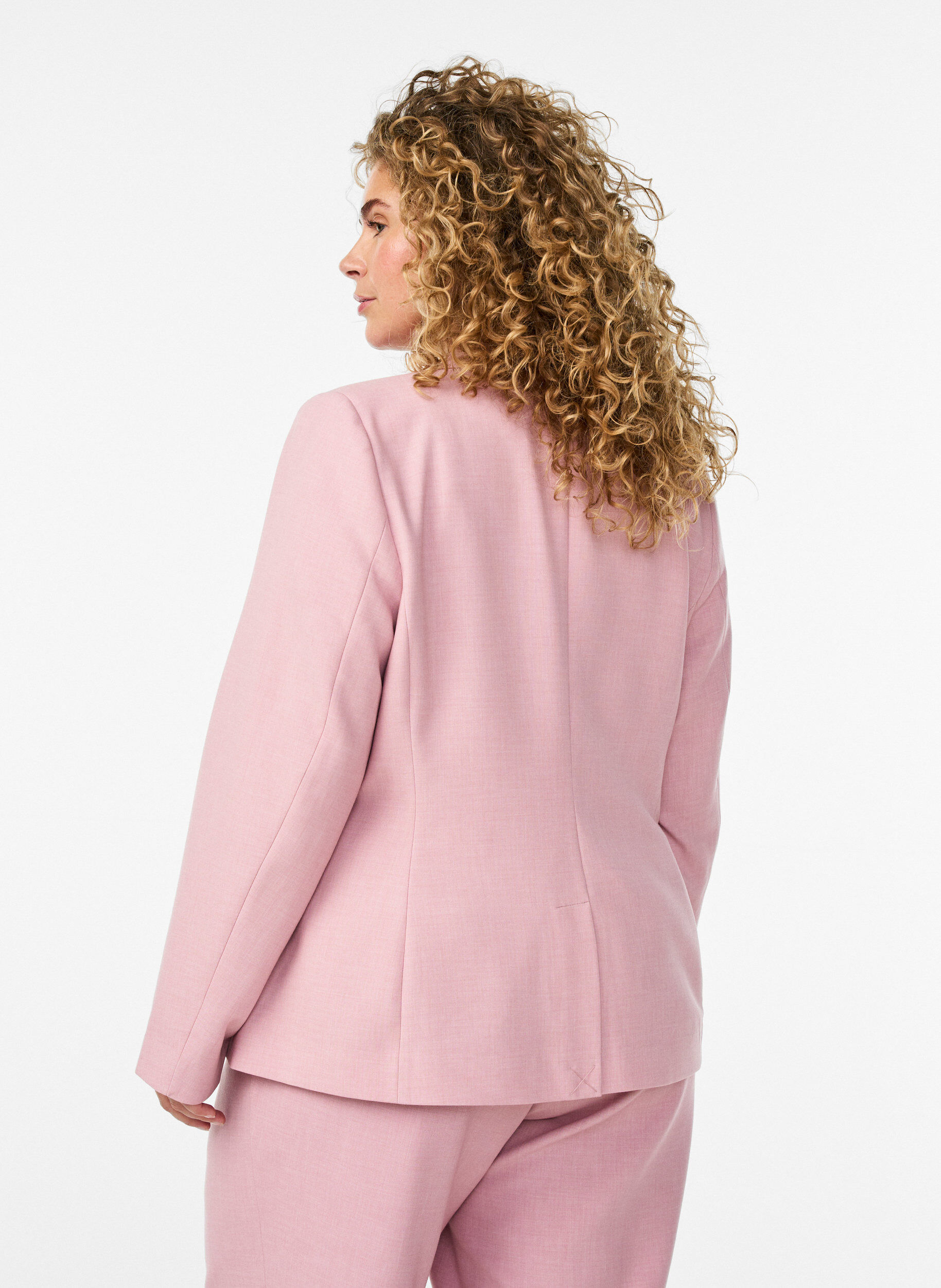 Zizzi Klassisk blazer med enkelkn&auml;ppning och fickor, Rosa, Model image number 2