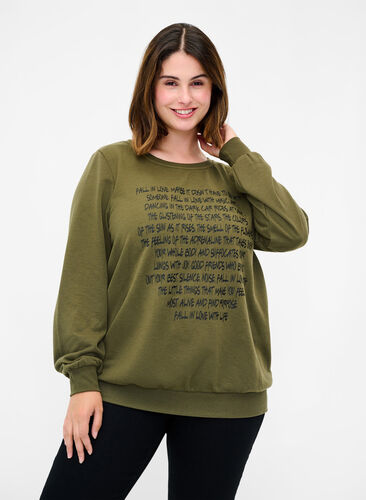 Sweatshirt med texttryck, Ivy G w. Black AOP, Model image number 0