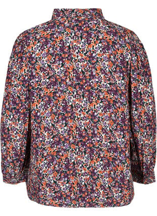 Blommig skjorta i viskos, Purple flower AOP, Packshot image number 1