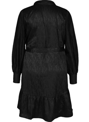 Mönstrad omlottklänning med korta ärmar, Black, Packshot image number 1