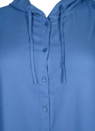 Skjortklänning i viskos med luva och trekvartsärmar, Moonlight Blue, Packshot image number 2