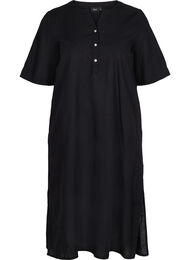 Lång skjortklänning med korta ärmar, Black