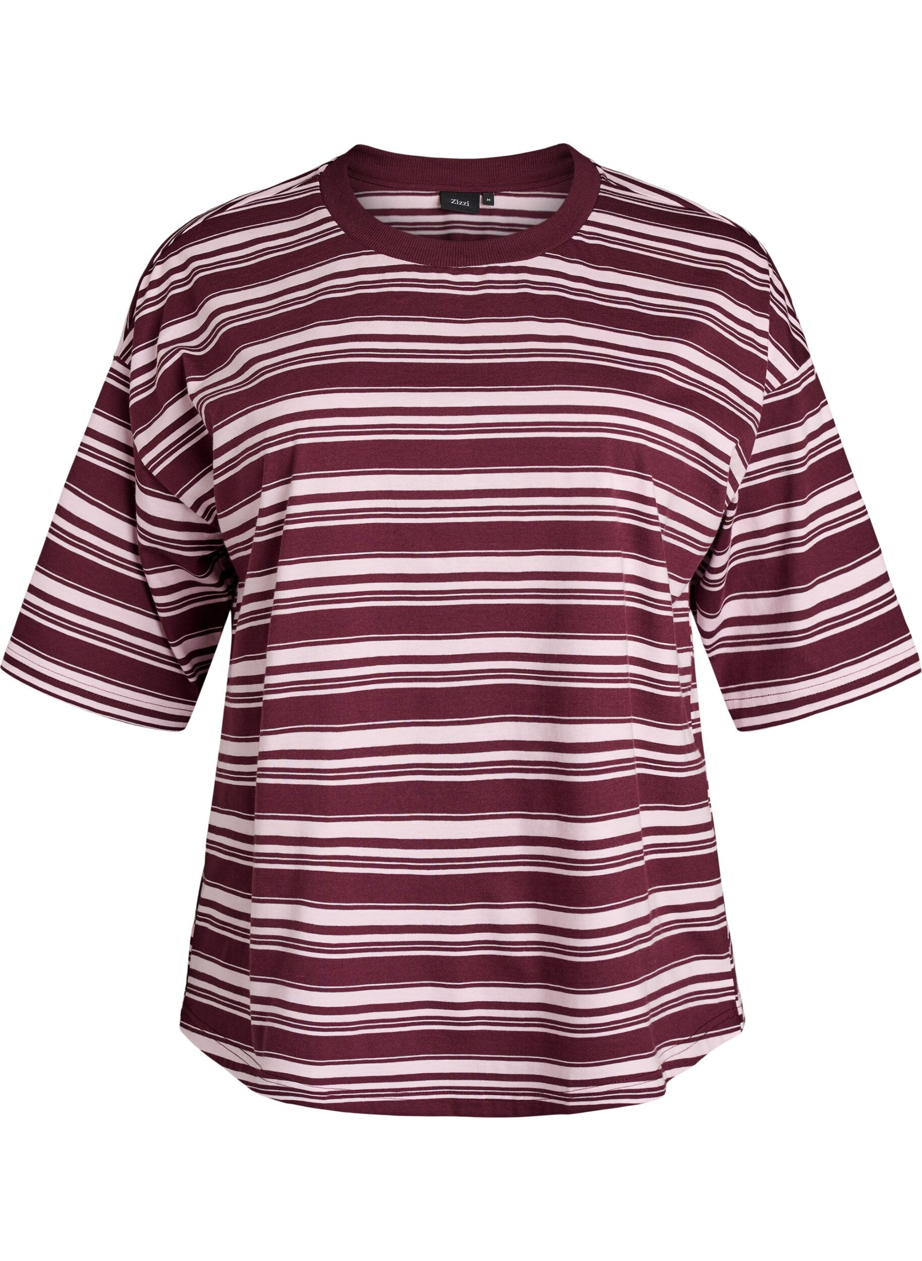 ZizziBoxig t-shirt med randigt m&ouml;nster, R&ouml;d, Packshot image number 0