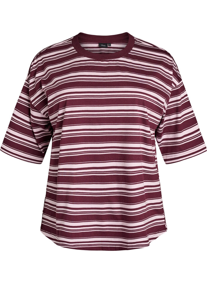 Boxig t-shirt med randigt m&ouml;nster, R&ouml;d, Packshot image number 0
