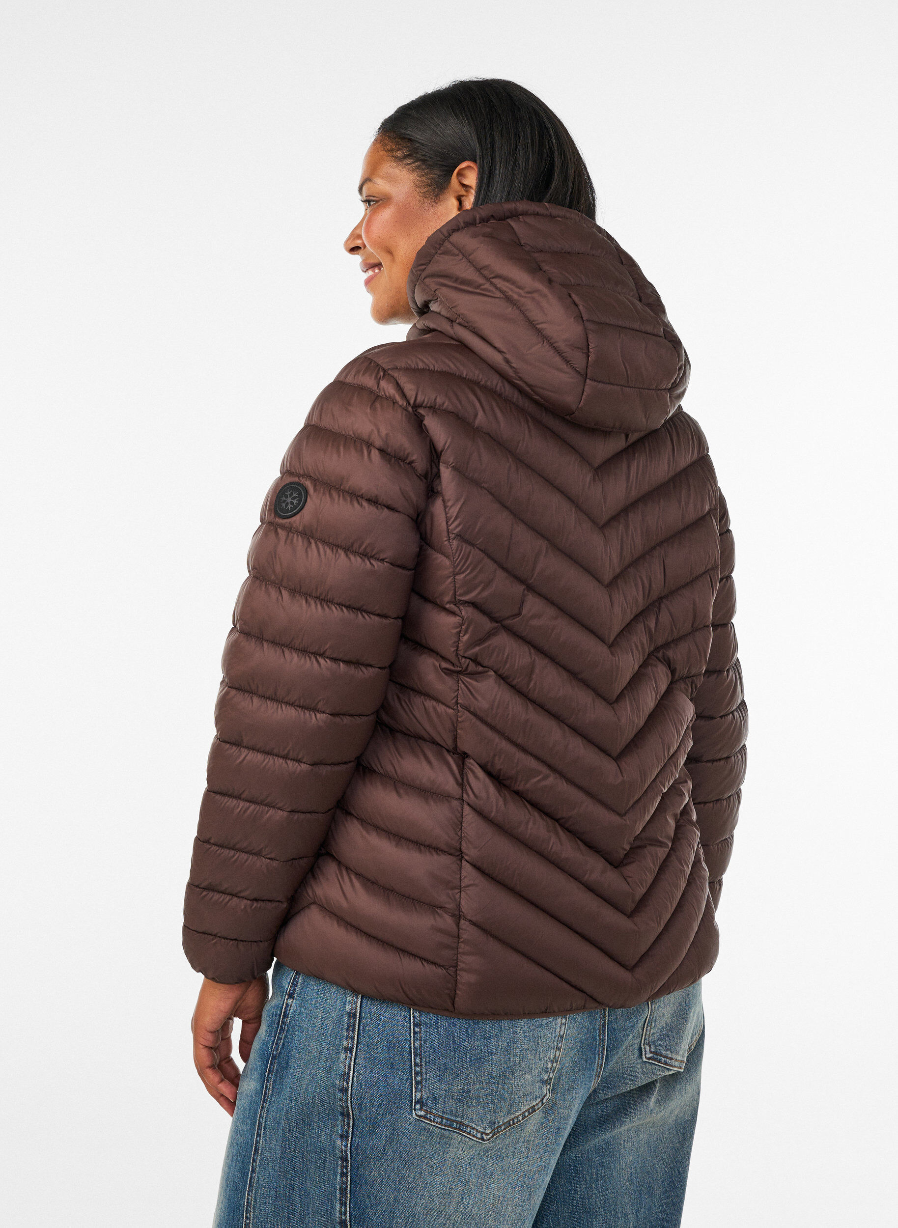 ZizziL&auml;tt jacka med huva, Brun, Model image number 2