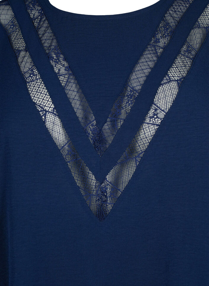 Långärmad blus med spets, Navy Blazer, Packshot image number 2