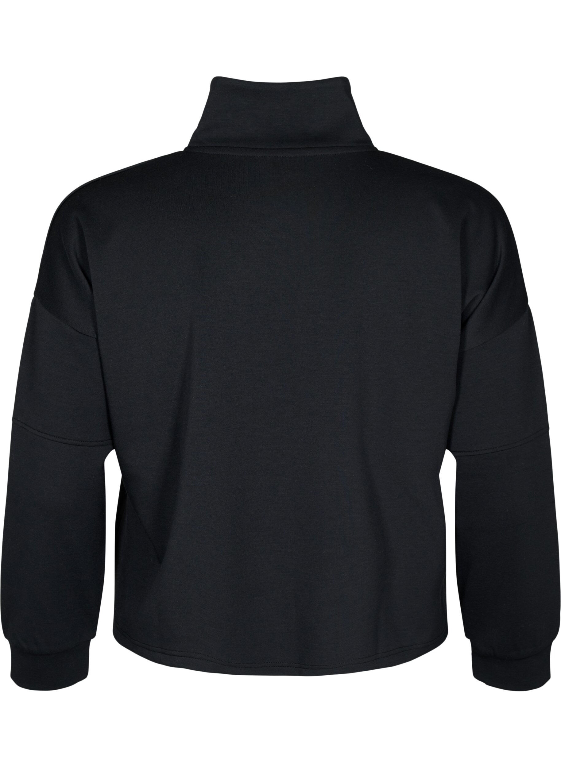 Zizzi Sweatshirt i modalblandning h&ouml;g hals, Black, Packshot image number 1