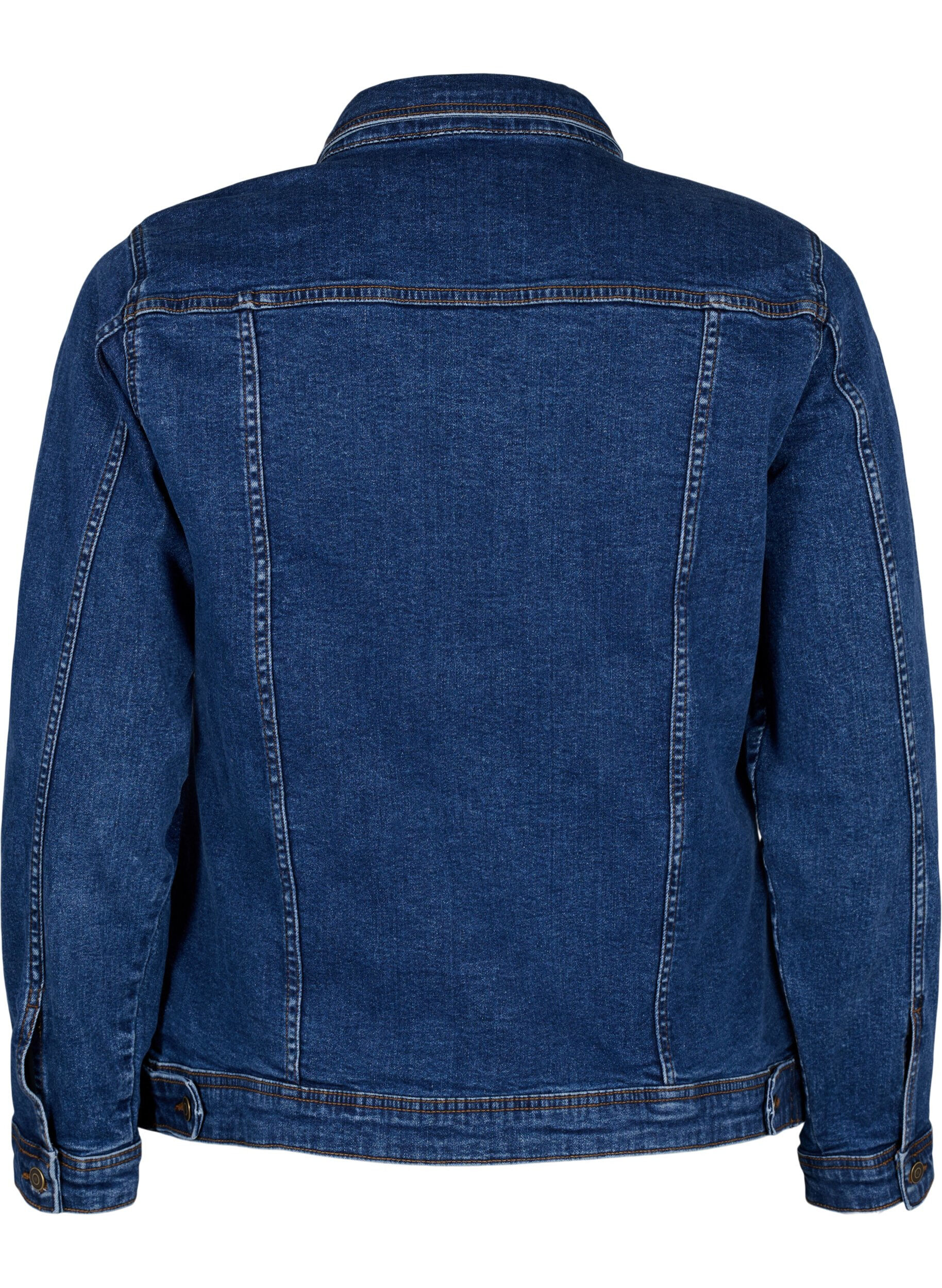 Zizzi Kort denimjacka i bomull, Blue denim, Packshot image number 1
