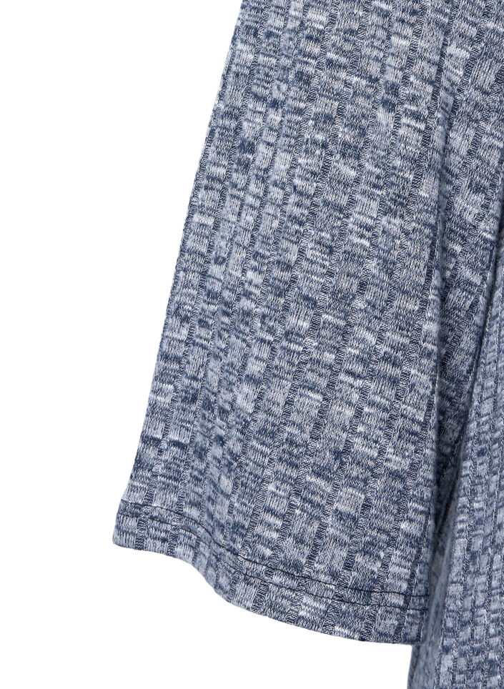 Melerad blus med rundad halsringning och trekvartsärmar, Dress Blues Mel., Packshot image number 2