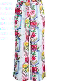 Byxor med raka ben i f&auml;rgglatt m&ouml;nster, Bl&aring;