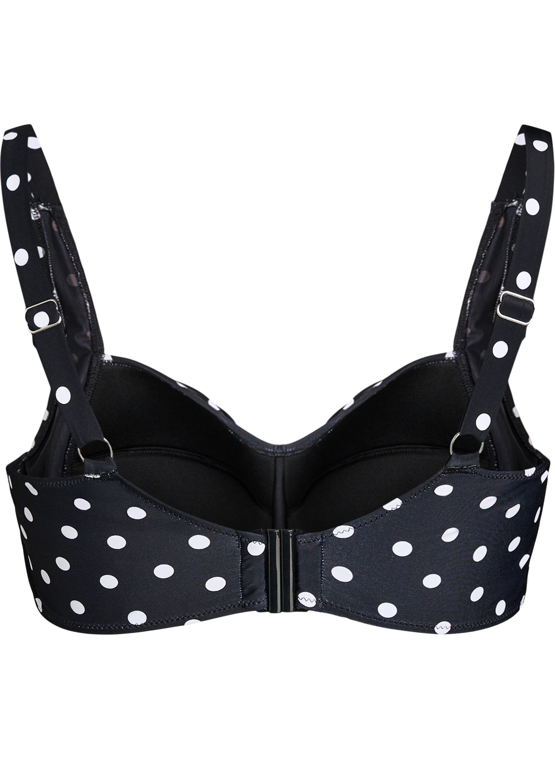 ZizziVadderad bikinitopp med tryck, Svart, Packshot image number 1