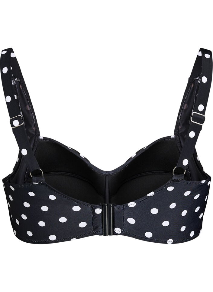 Vadderad bikinitopp med tryck, Svart, Packshot image number 1