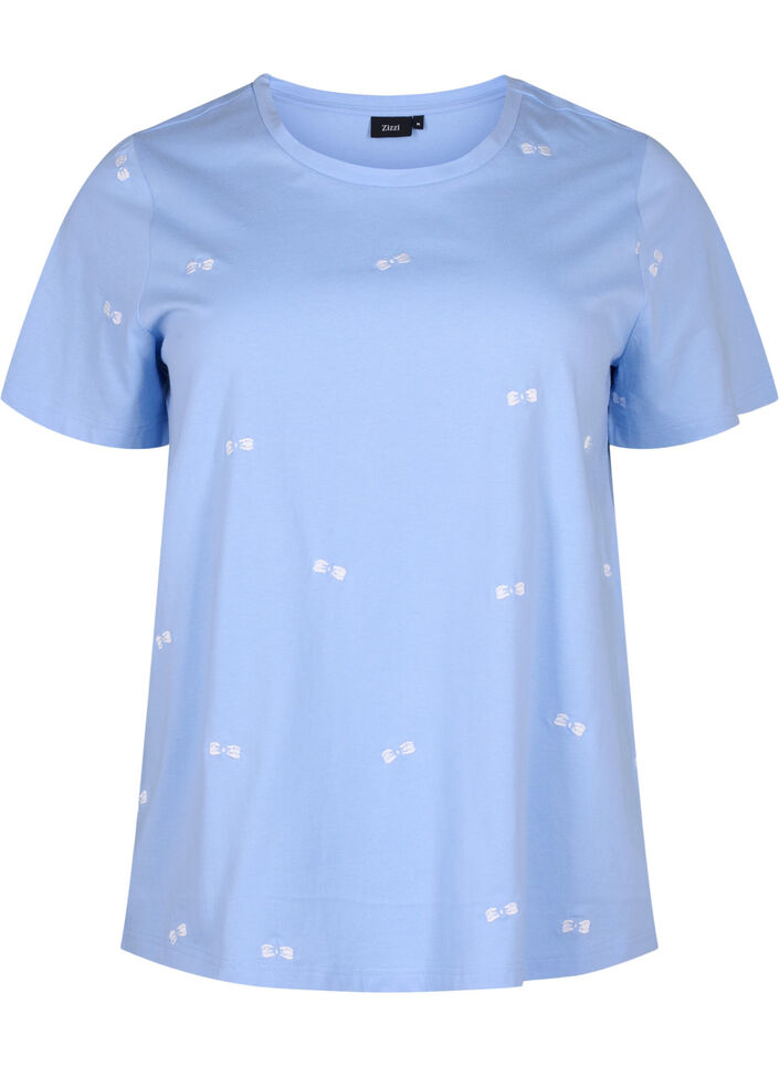 T-shirt i ekologisk bomull med rosetter., Serenity W. Bow Emb., Packshot image number 0