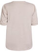 Blus med knappdetalj och korta puff&auml;rmar, Beige, Packshot image number 1