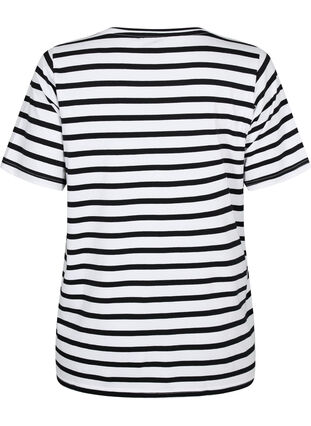 Randig T-shirt i ekologisk bomull, Black Stripes, Packshot image number 1