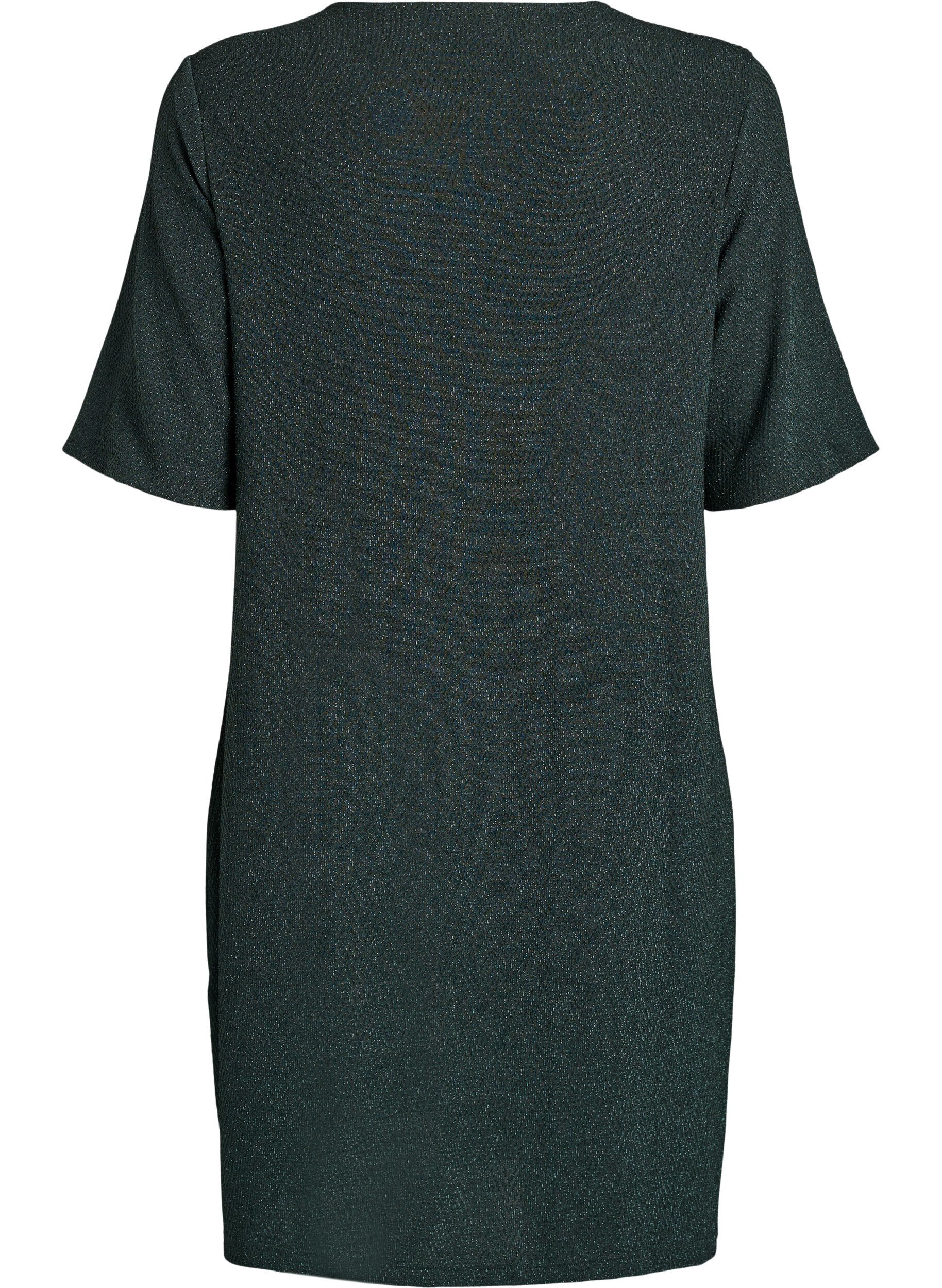 Zizzi Kort kl&auml;nning med glitterm&ouml;nster, Gr&ouml;n, Packshot image number 1