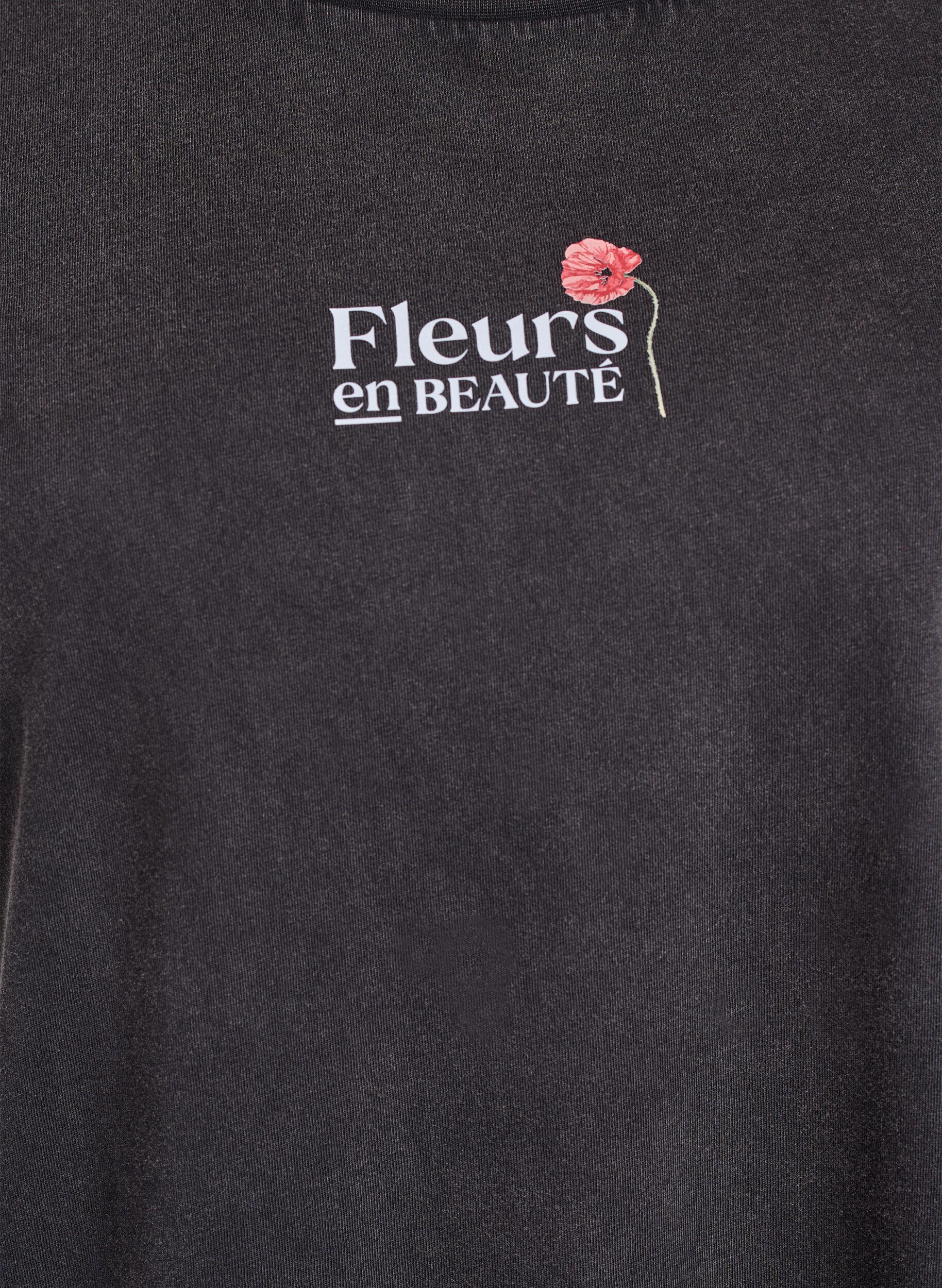 Zizzi T-shirt i bomull med tryck fram och bak, Gr&aring;, Packshot image number 2