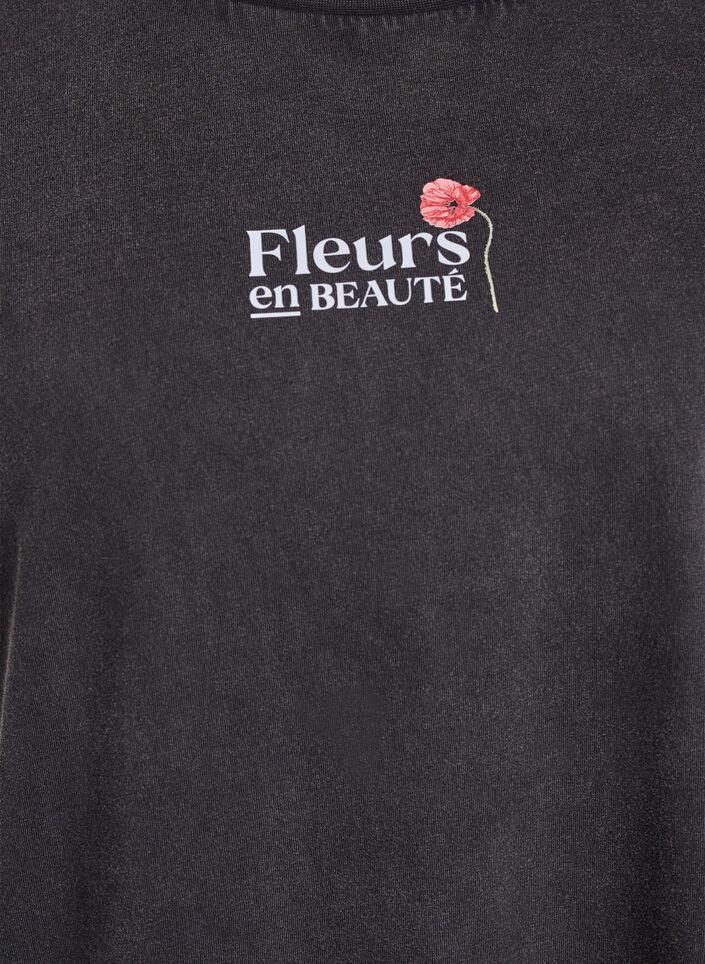 T-shirt i bomull med tryck fram och bak, Gr&aring;, Packshot image number 2