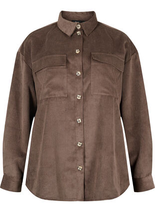 Långärmad sammetsskjorta med bröstfickor, Java, Packshot image number 0