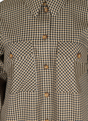 Lång rutig skjortjacka med bröstfickor, Houndstooth, Packshot image number 2