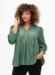 Blus med ruffles, Duck Green, Model image number 0