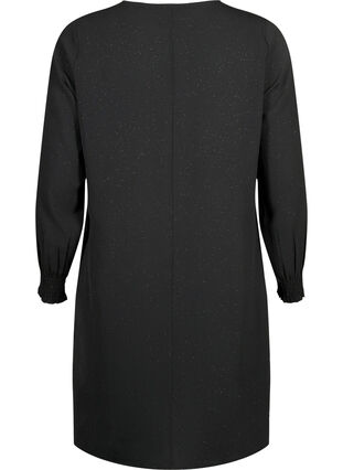 FLASH – Långärmad klänning med glitter, Black w. Silver , Packshot image number 1