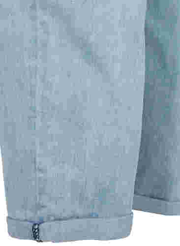 Croppade jeans med uppvikta ben och hög midja, Light blue denim, Packshot image number 3
