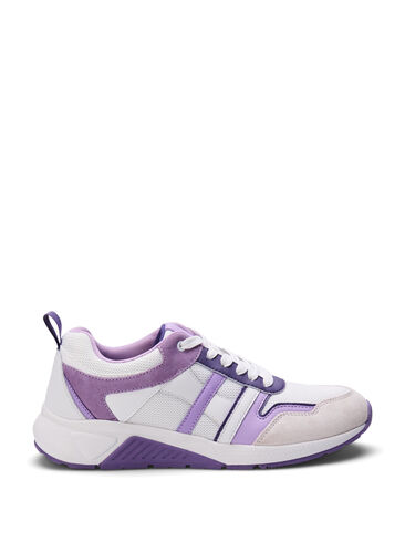 Sneakers med wide fit, White Purple, Packshot image number 0
