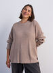Stickad blus med ribbstruktur och knappdetaljer, Beige, Model image number 0