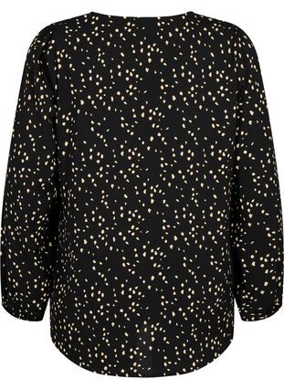 Skjortblus med V-ringning och tryck, Black Dot AOP, Packshot image number 1