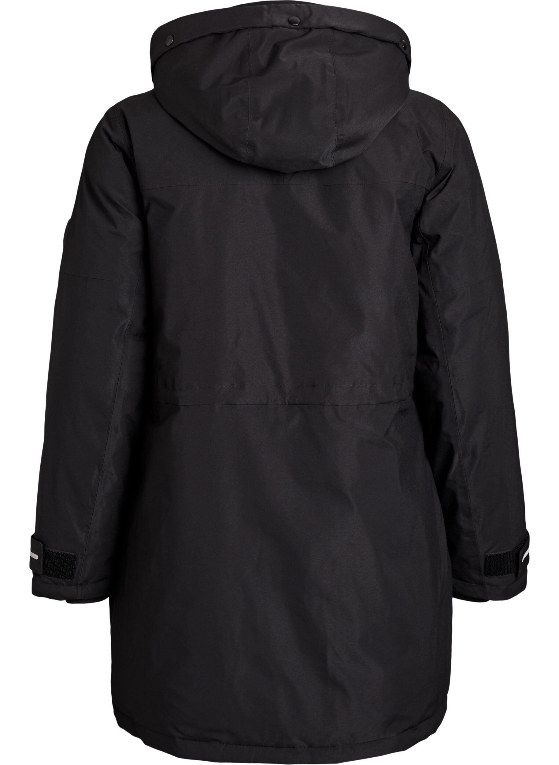 ZizziVattenavvisande parkas med huva och funktionella detaljer, Svart, Packshot image number 1