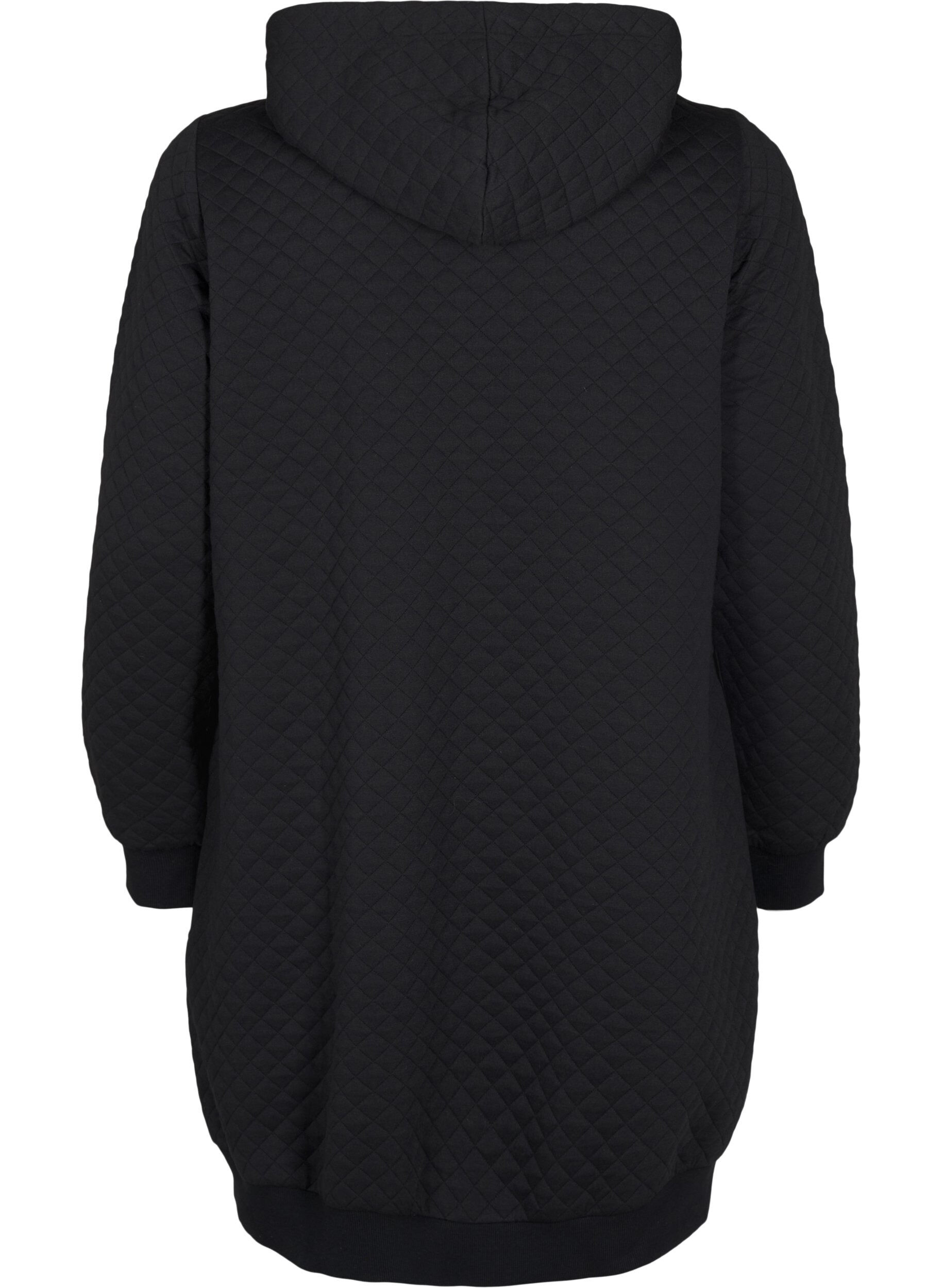 Zizzi L&aring;ng quiltad kofta i sportmodell med dragkedja, Svart, Packshot image number 1