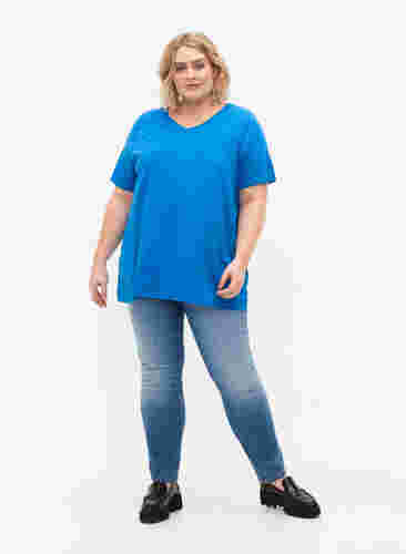 A-linjeskuren t-shirt med korta ärmar, French Blue, Model image number 2