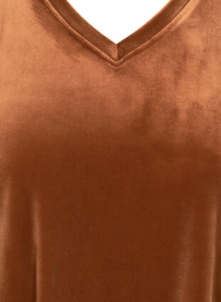 Klänning i velour med långa puffärmar, Brown ASS, Packshot image number 2