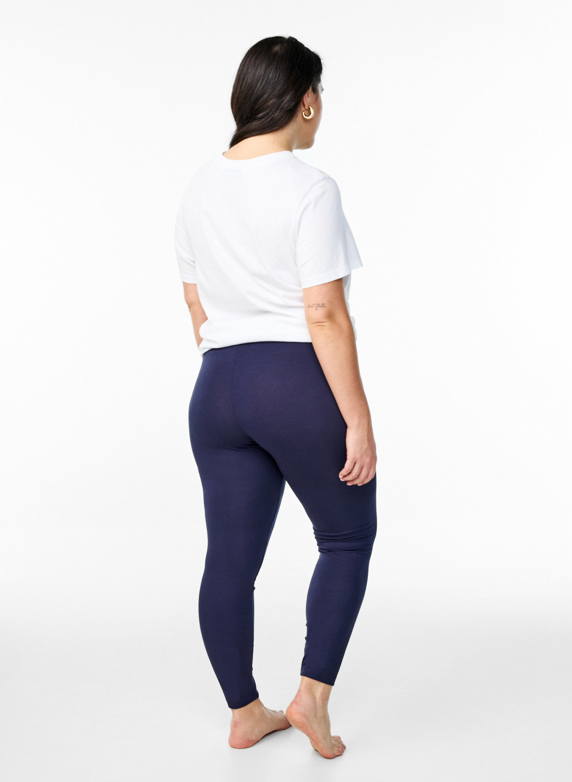 Zizzi Basic leggings i viskos, Bl&aring;, Model image number 2