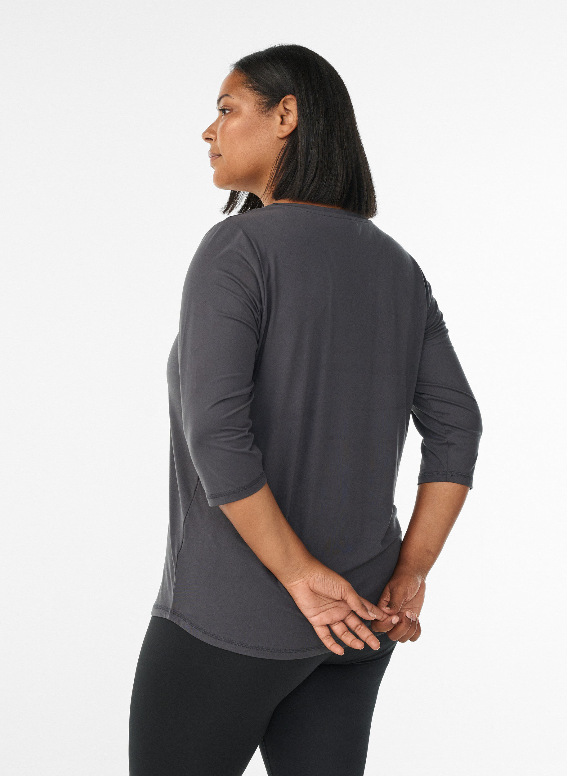 ZizziTr&auml;ningsblus med trekvarts&auml;rm, Gr&aring;, Model image number 2
