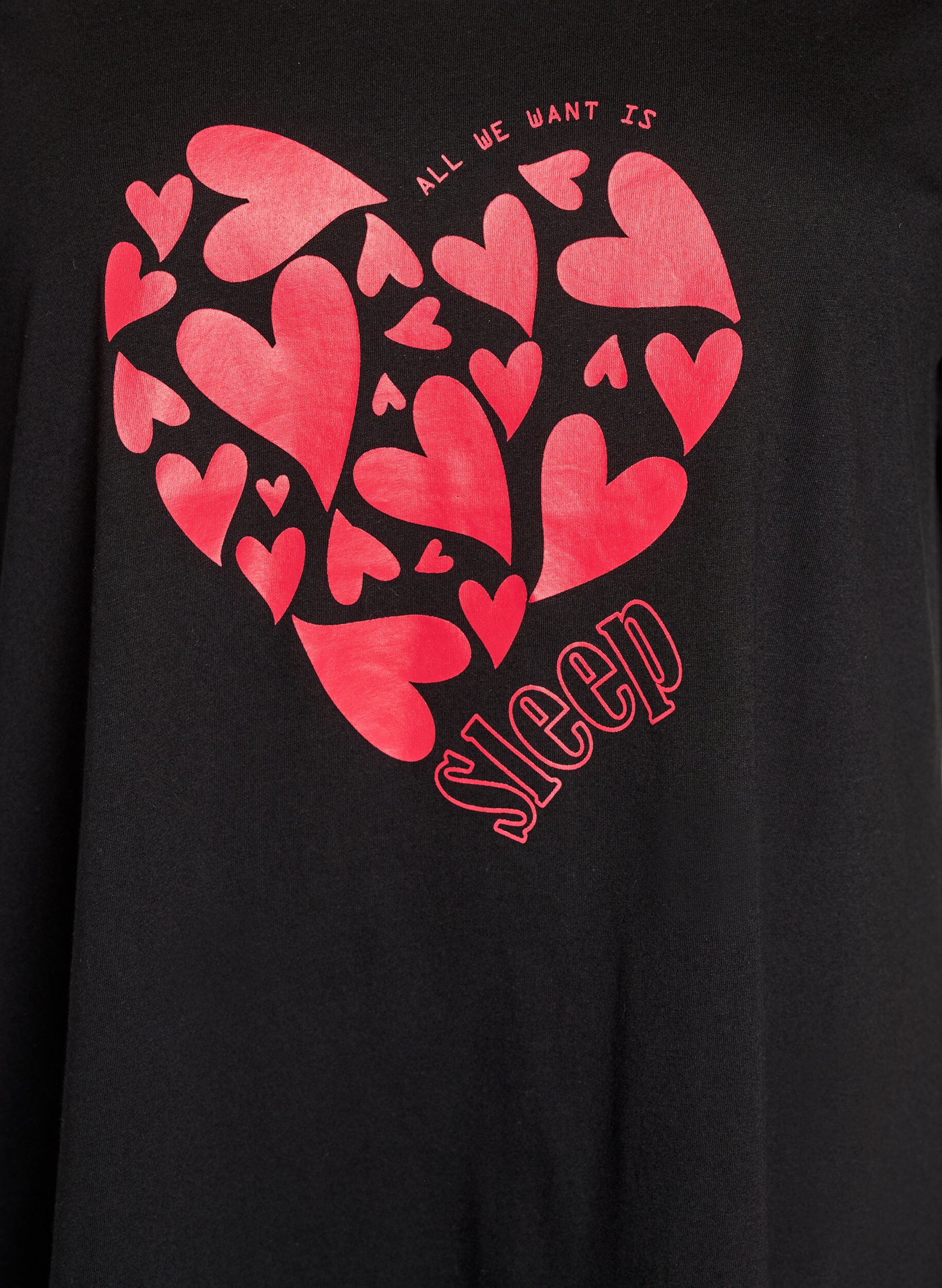 Zizzi Kort&auml;rmat nattlinne i ekologisk bomull, Svart, Packshot image number 2