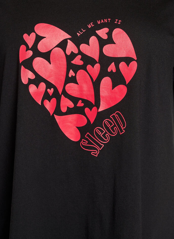 Kort&auml;rmat nattlinne i ekologisk bomull, Svart, Packshot image number 2