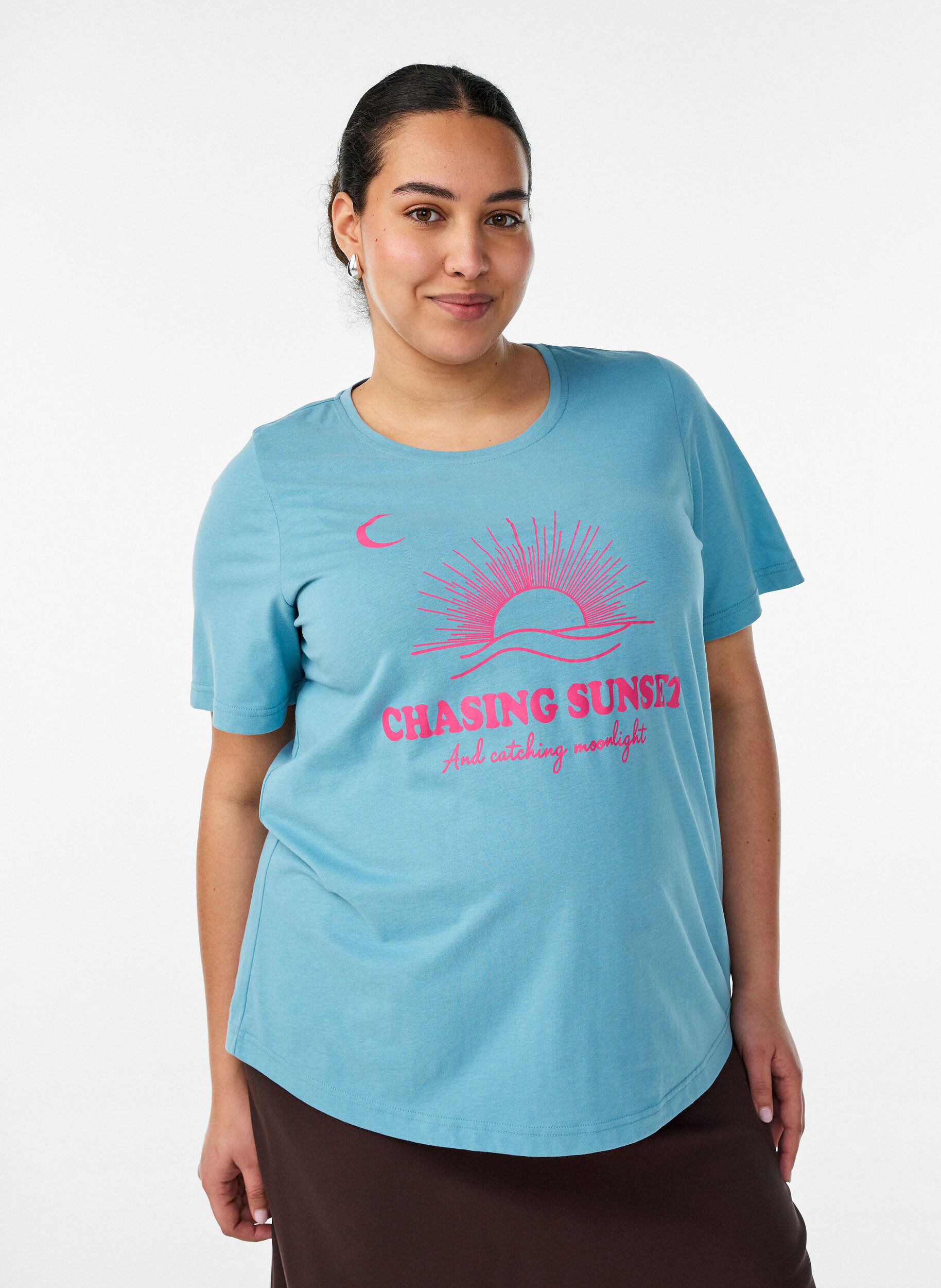 T-shirt med tryck, Bl&aring;, Model