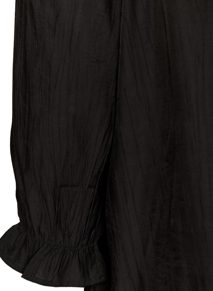 Blus i viskos med fyrkantig halsringning och 3/4-&auml;rmar, Svart, Packshot image number 3