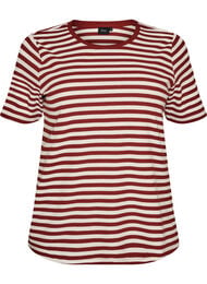 Randig t-shirt med ribbad struktur, R&ouml;d